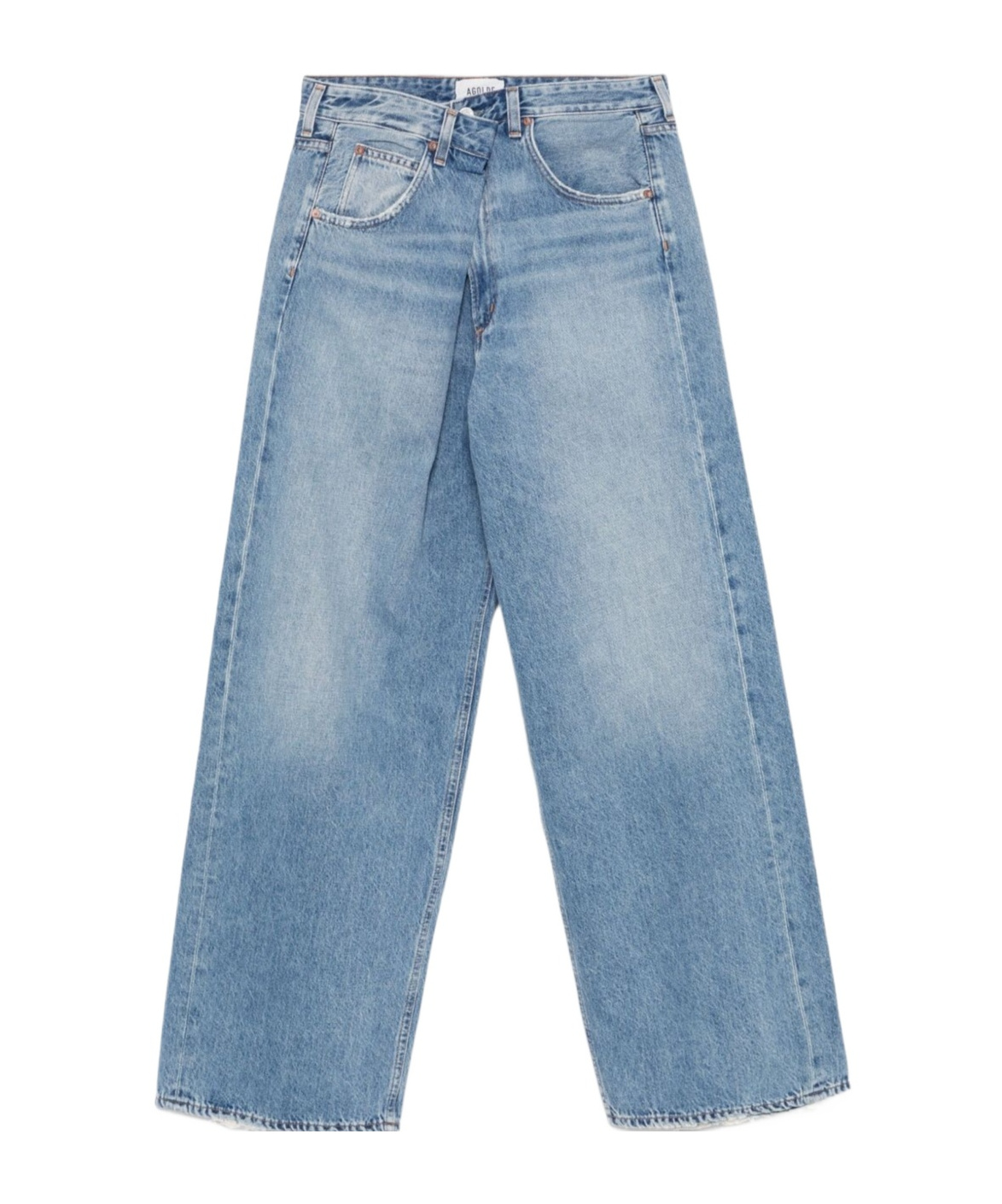 Agolde Pleated Detail Denim Trousers In Blue