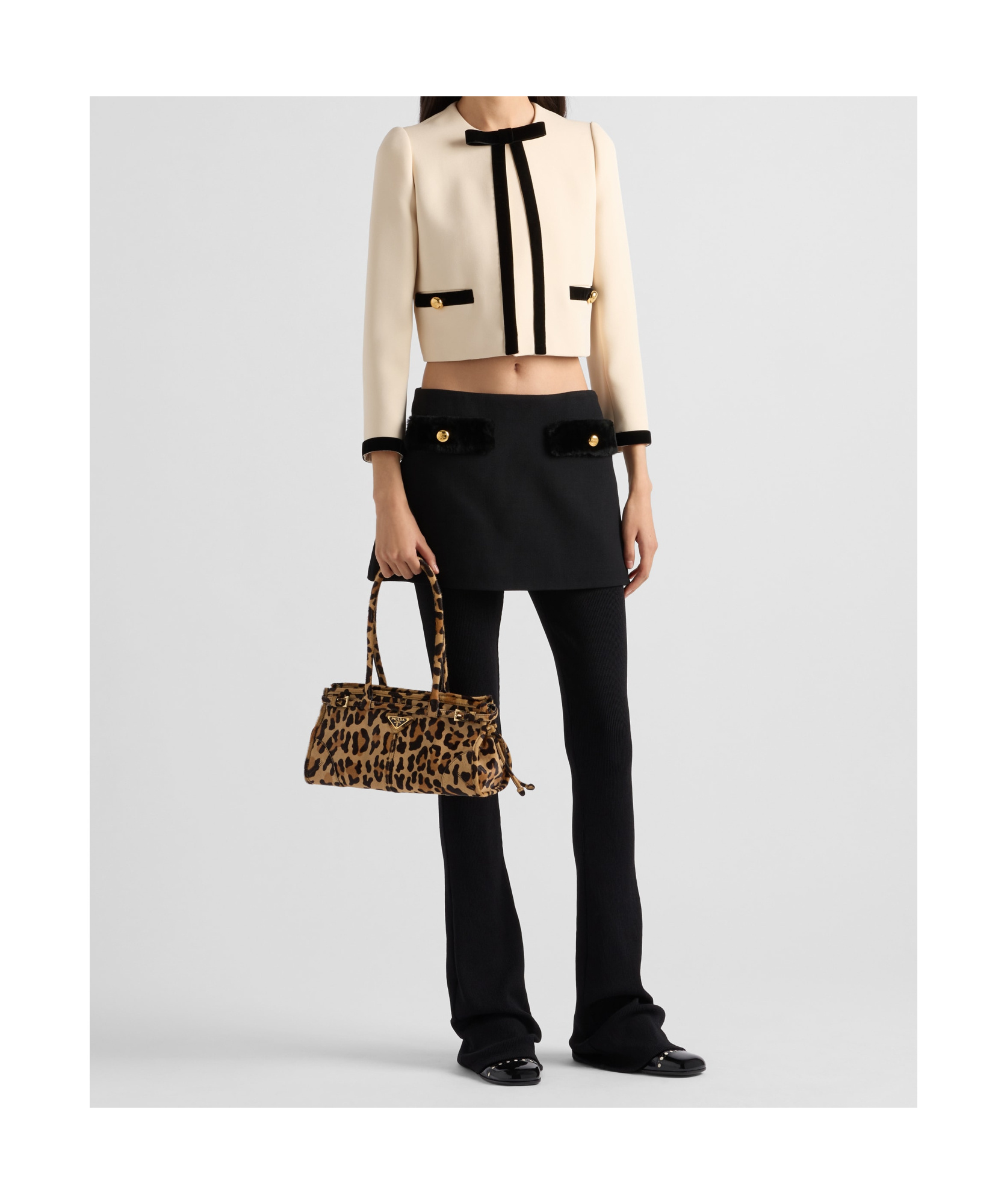 Prada Trimmed Cropped Jackets With Pockets And Buttons In Nude