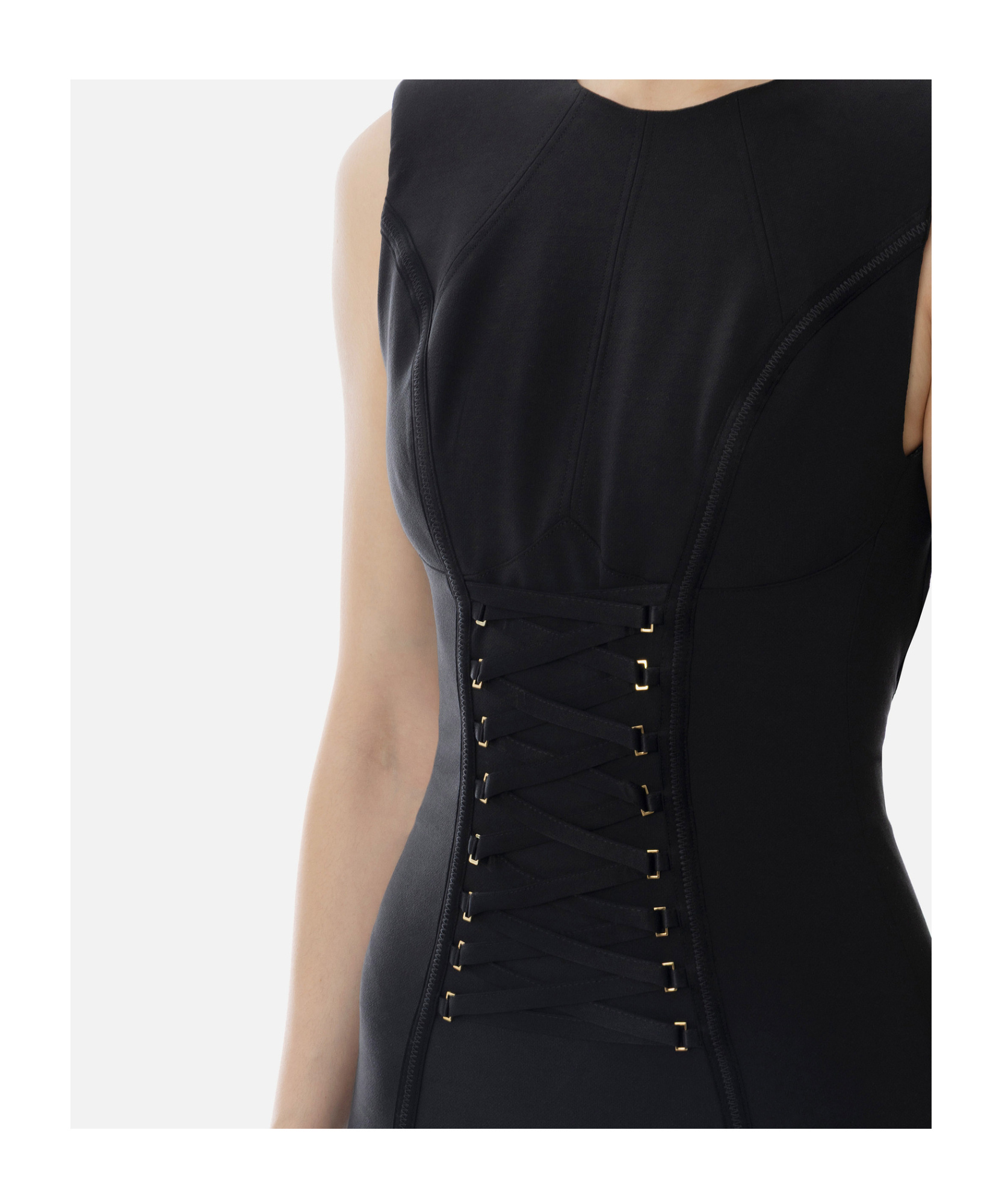 Elisabetta Franchi Crossover-lace Crepe Midi Dress In Black