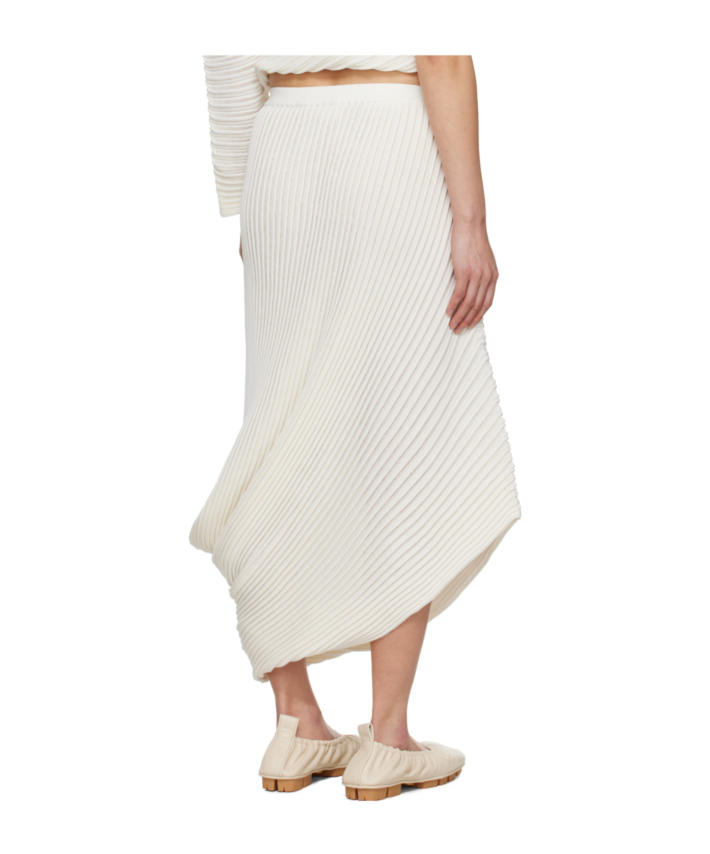 Issey Miyake Off-white Stream Midi Skirt In White
