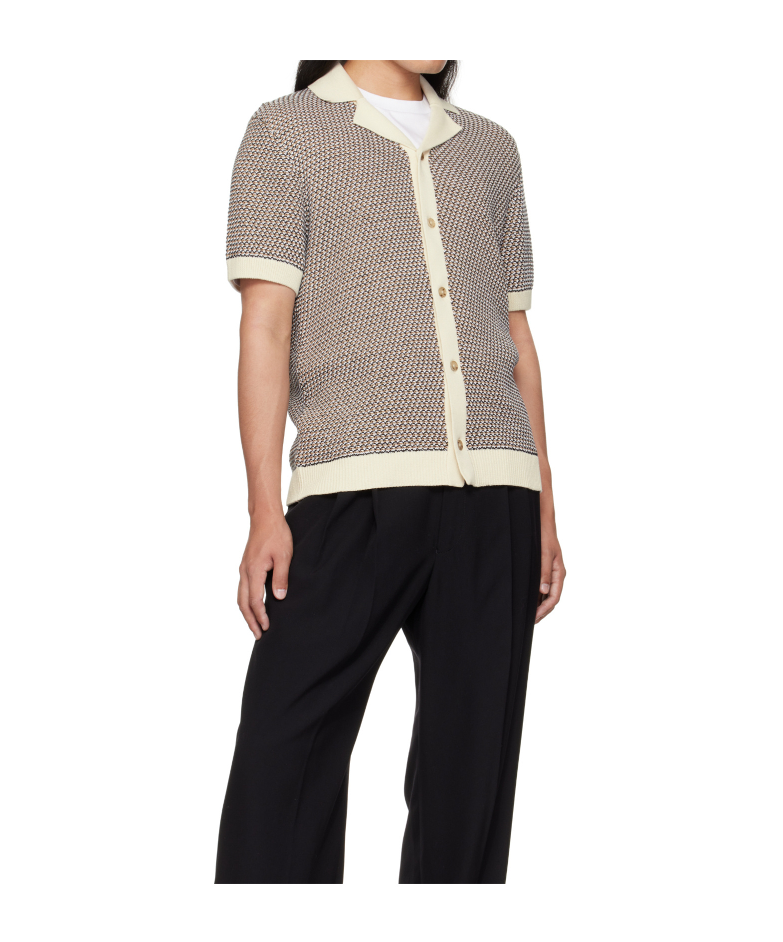 Hugo Boss C-iconico Knit Button Polo Shirt Open White In Gray