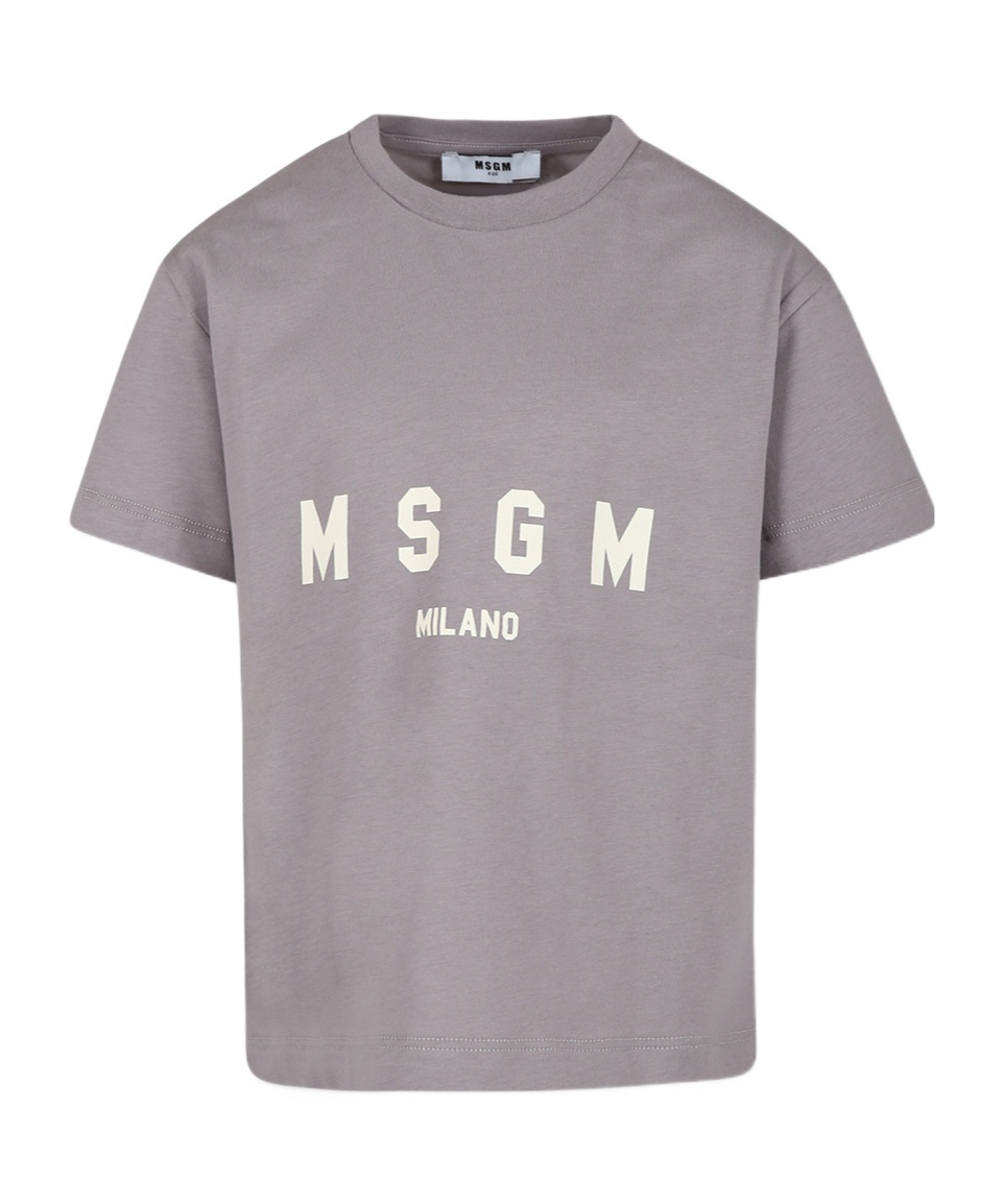 Msgm Logo-print T-shirt In Gray