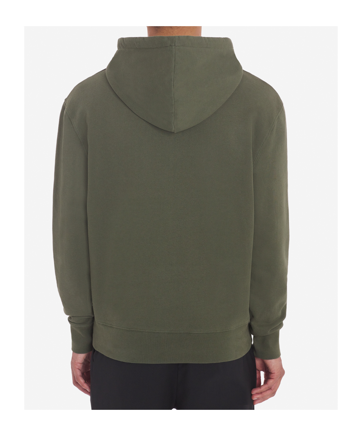 Shop Maison Kitsuné Chillax-fox Motif Cotton Hoodie In Green