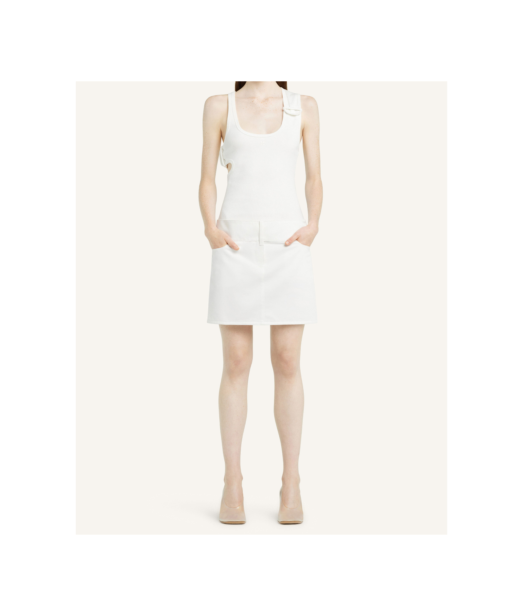 Courrèges Double Bucket Tank Top In White