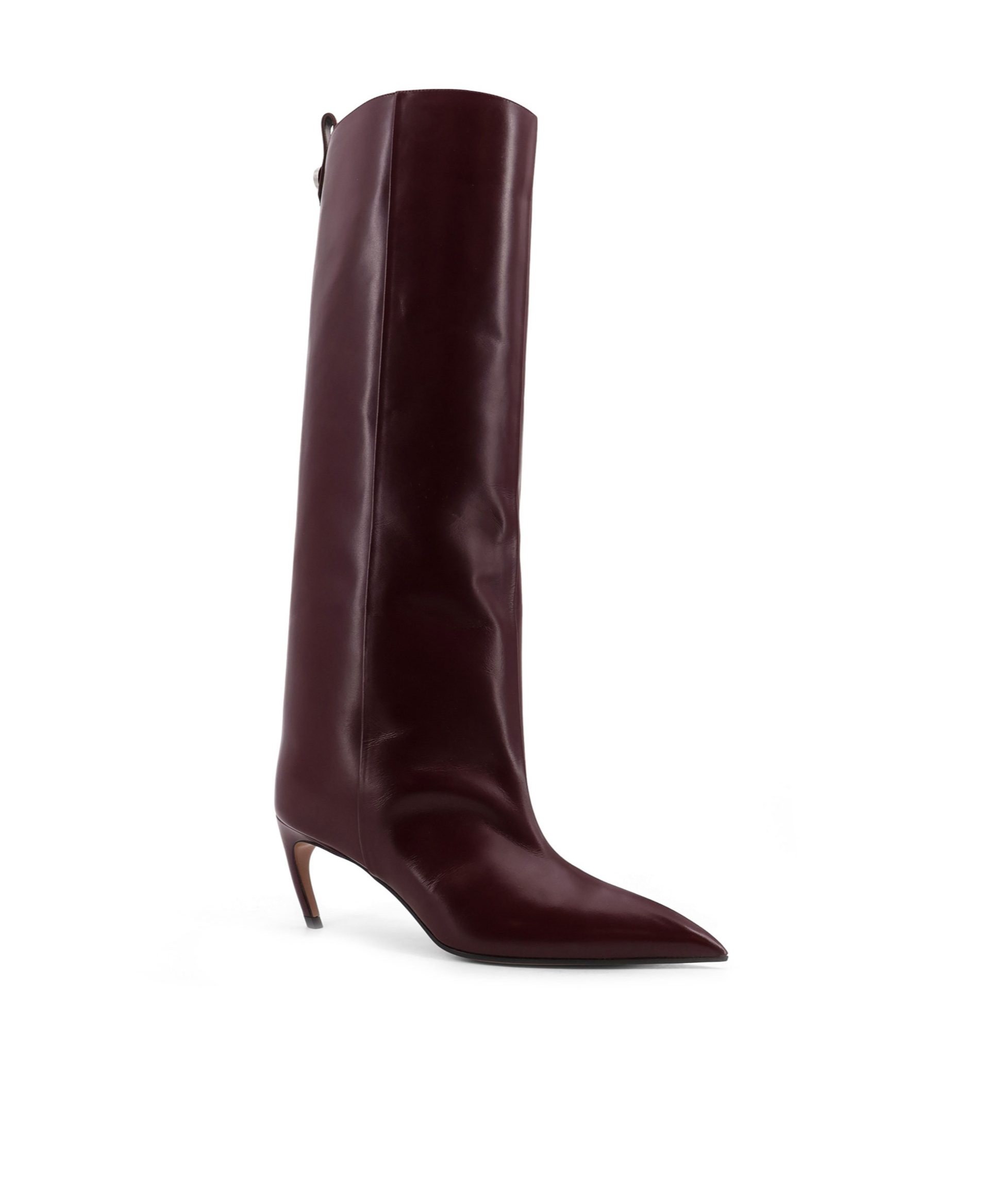 Attico 65mm Lea Pointed-toe Leather Boots In Burgundy