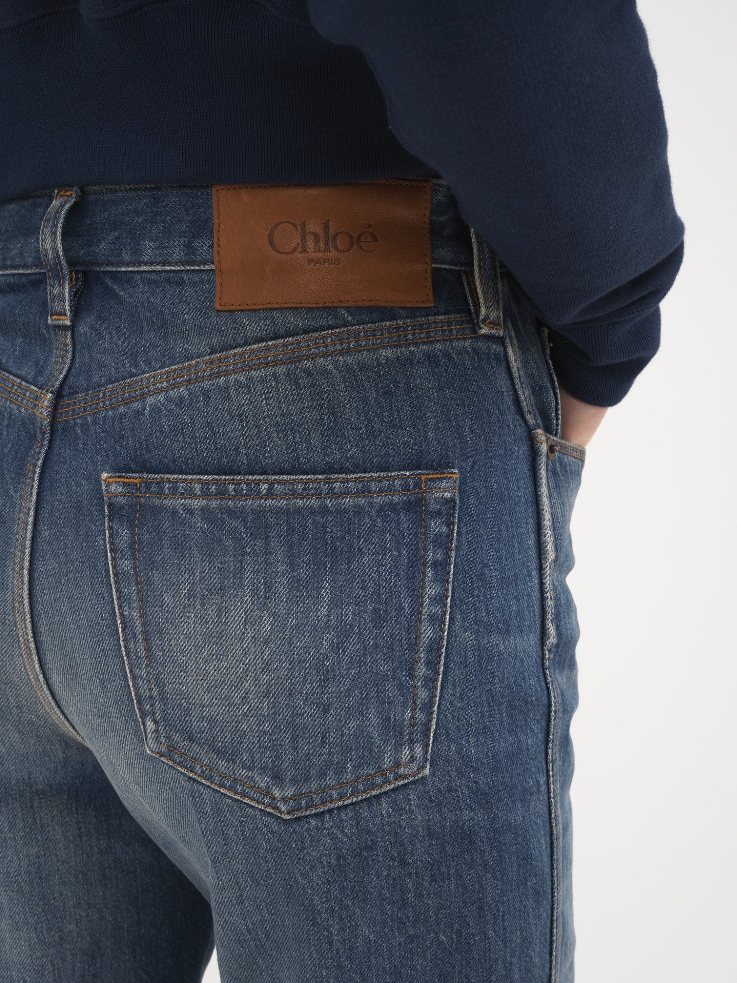 Chloé Snake Capsule High Rise Jeans In Blue