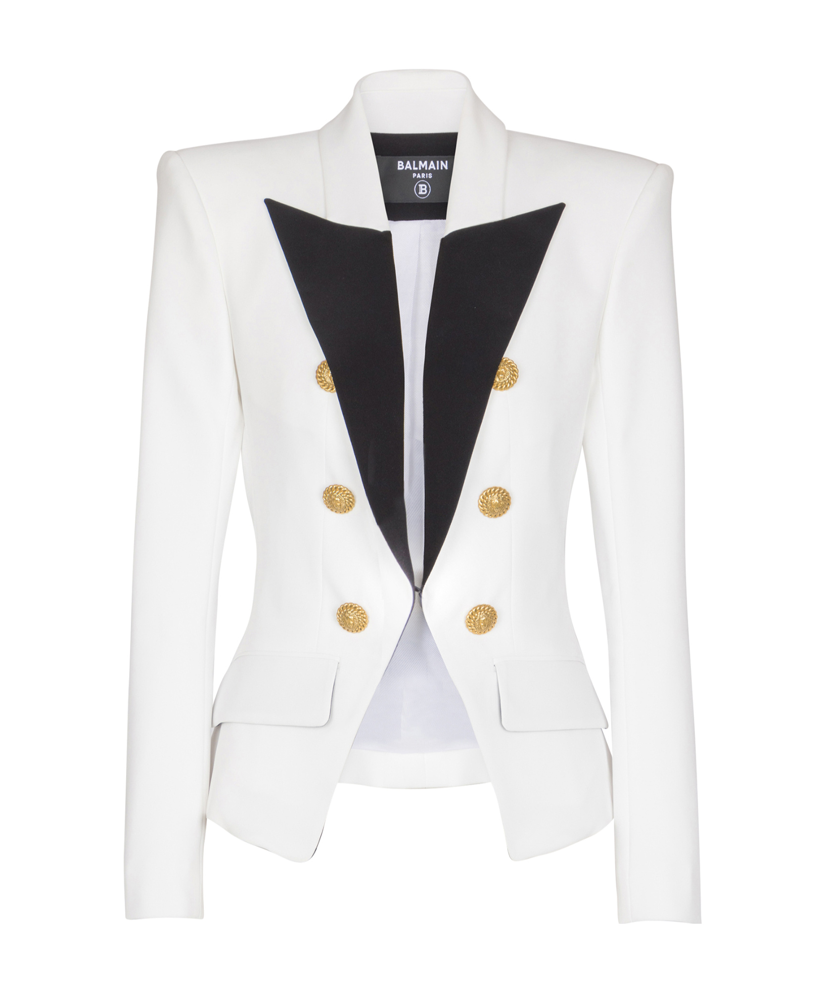 Balmain 6-button Two-tone Jacket In White