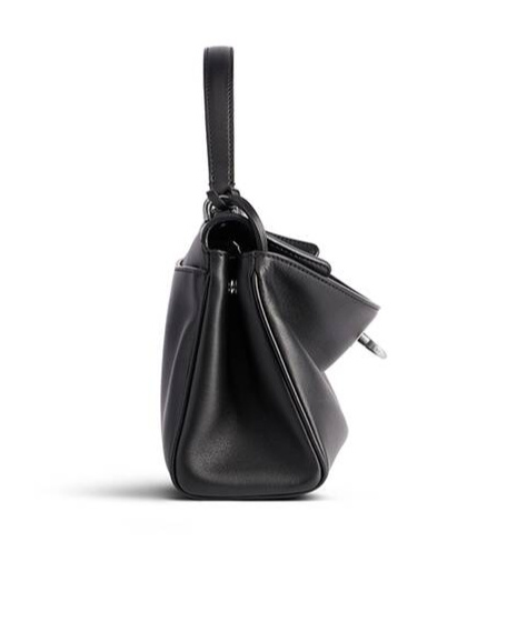 Balenciaga Rodeo Media Leather Handbag In Black