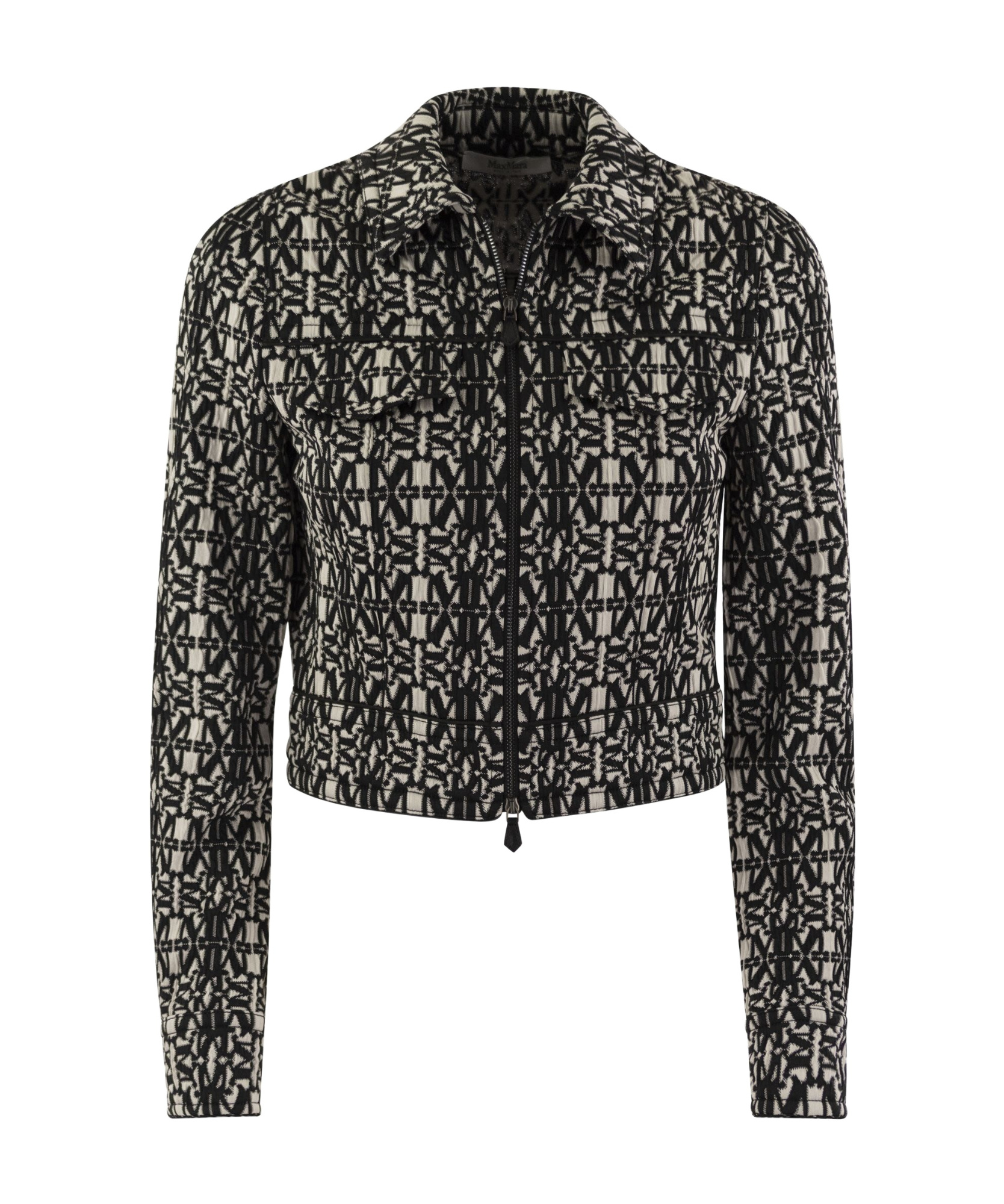Max Mara Black Tony Monogram-pattern Cropped Jacket In Black