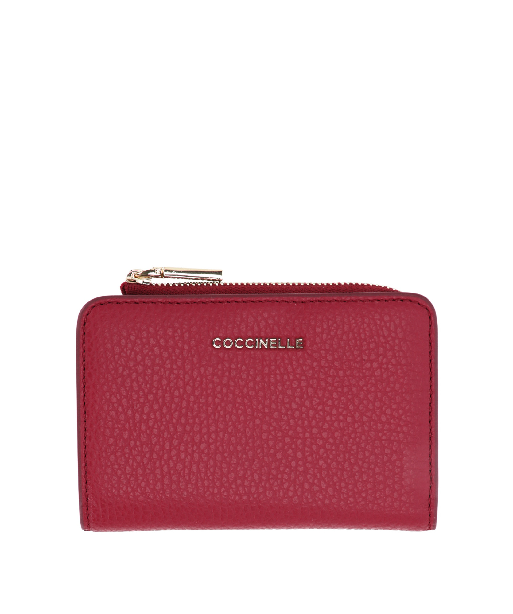 Coccinelle Small Metallic Soft Wallet In Red