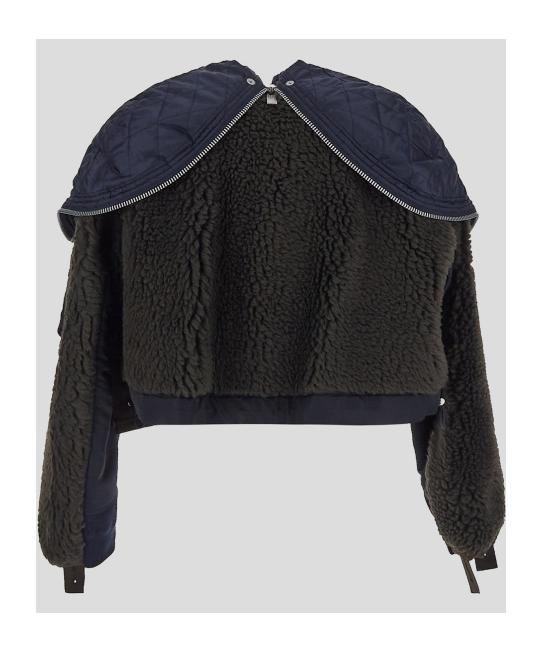 Sacai Faux Shearling X Nylon Twill Blouson In Black