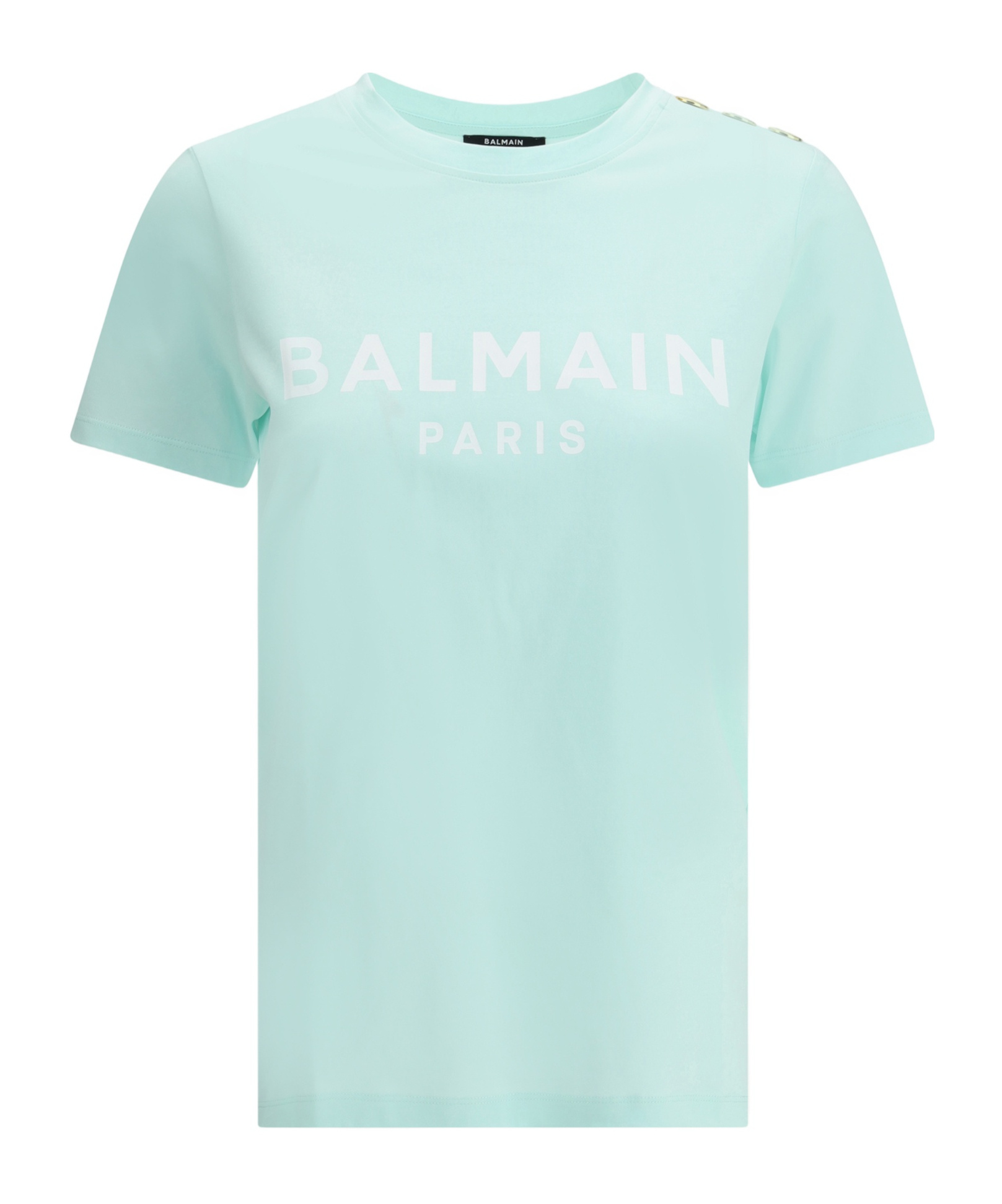 Balmain Logoed Crew Neck T-shirt With Embossed Buttons
