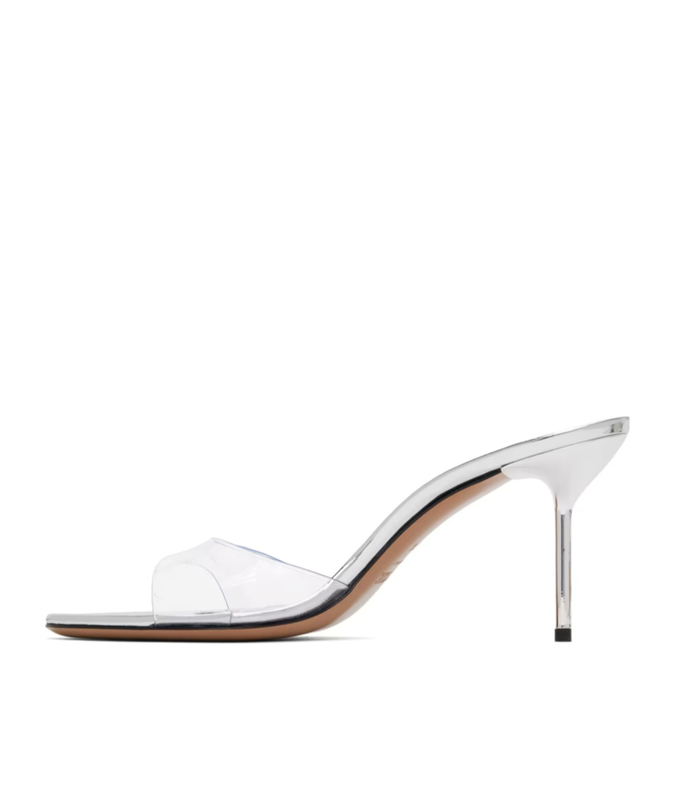 Shop Paris Texas Lidia Mule 70 Pointed High-heeled Sandals In White