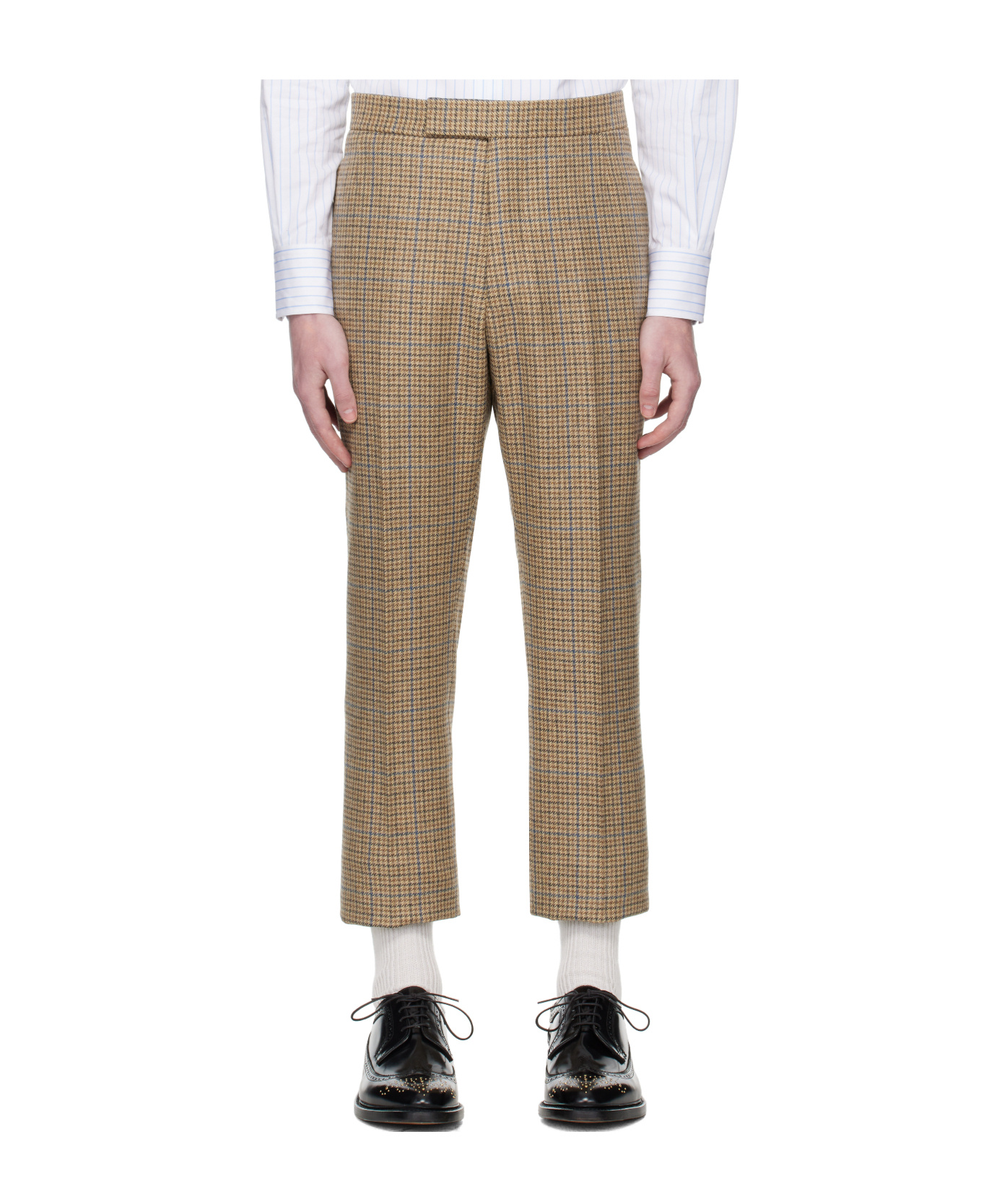 Thom Browne Checked Straight-leg Trousers In Brown