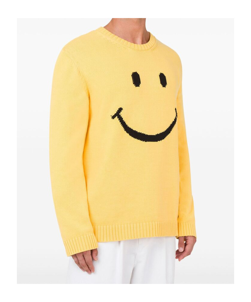Moschino Men Sweater With Embroidery In Yellow