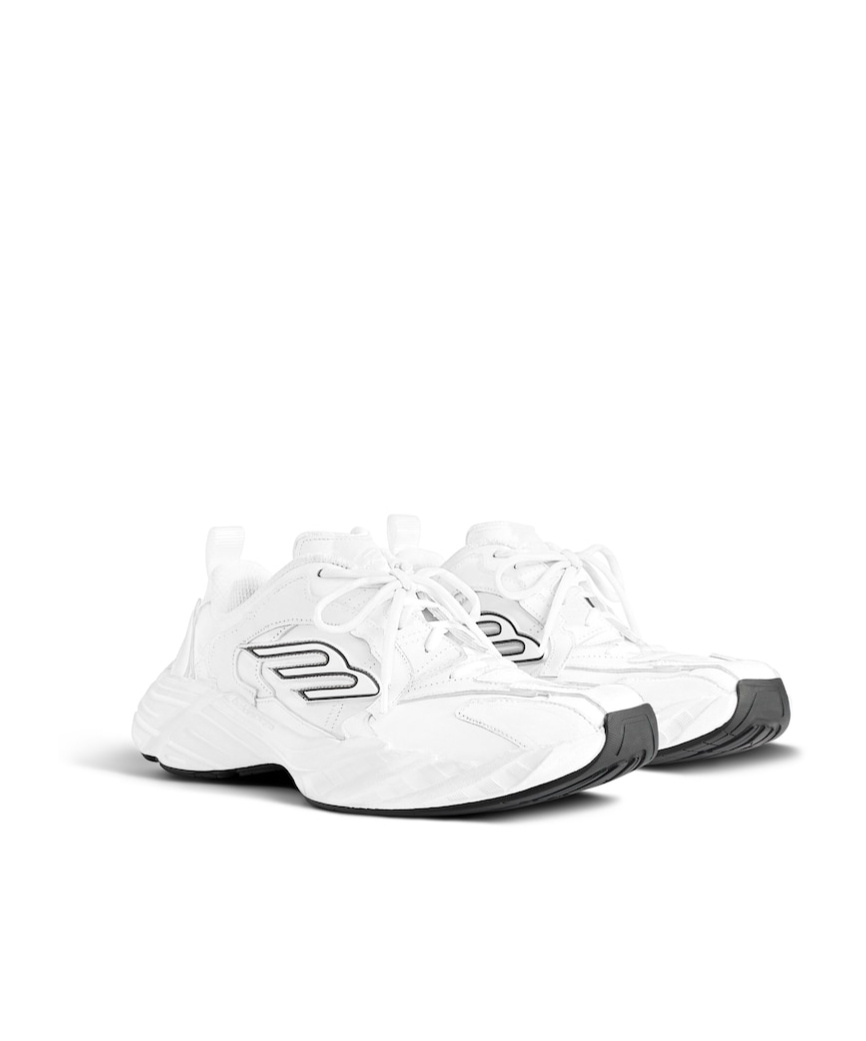 Balenciaga Monday White Low Top Sneakers With Logo Detail And Embossed Size On The Rear In Leather And Fabric M In White