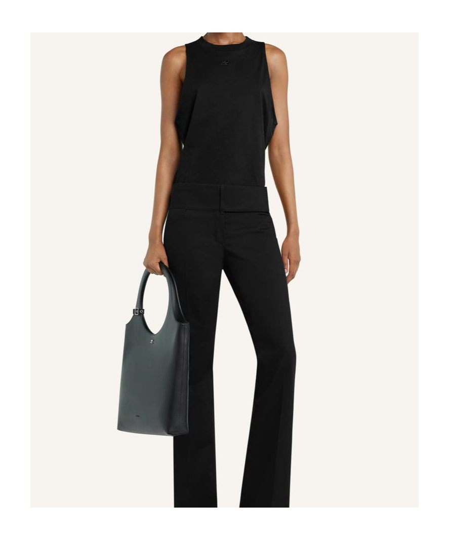 Courrèges Asymmetric Midnight Blue Tank Top In Black