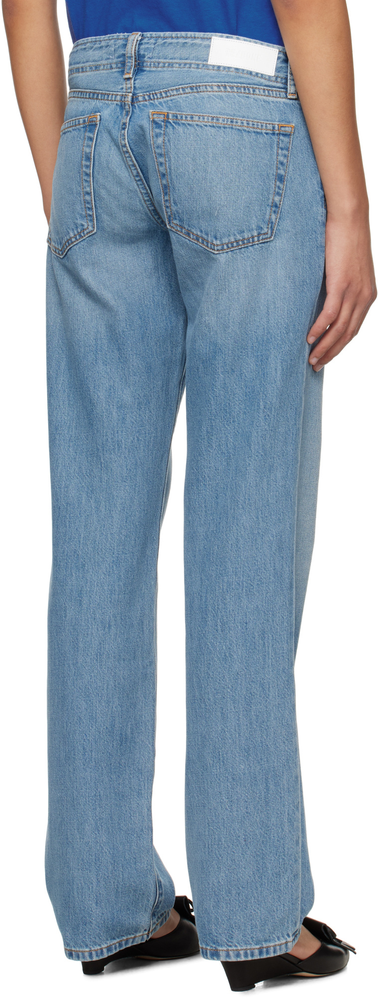 Re/done 90s Distressed High-rise Straight-leg Organic Jeans In Blue