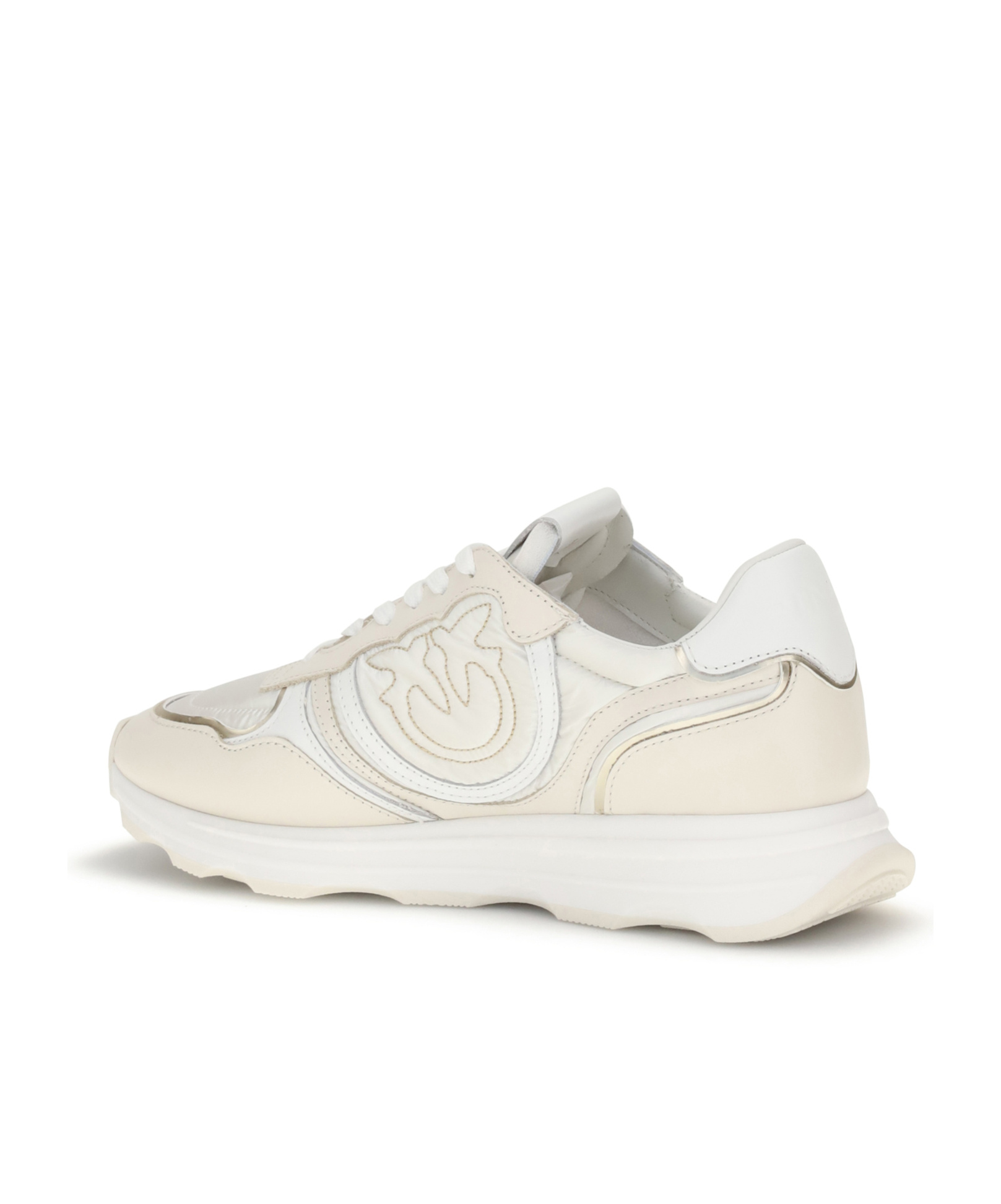Pinko Zoe Logo-detail Leather Sneakers In Neutral