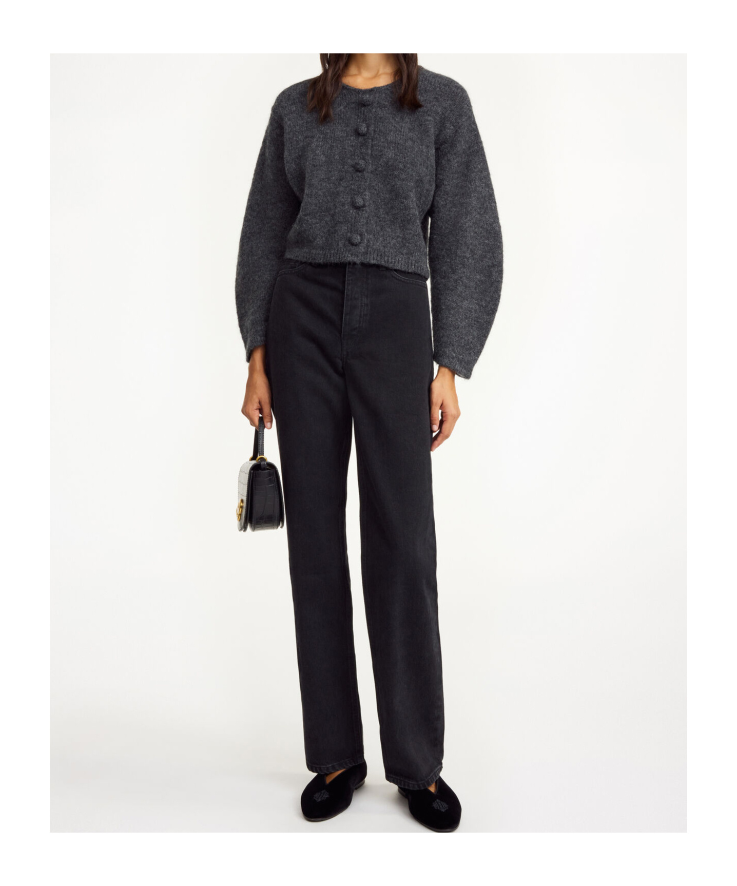 By Malene Birger Zharea Cropped Knit Wool-blend Cardigan In Black