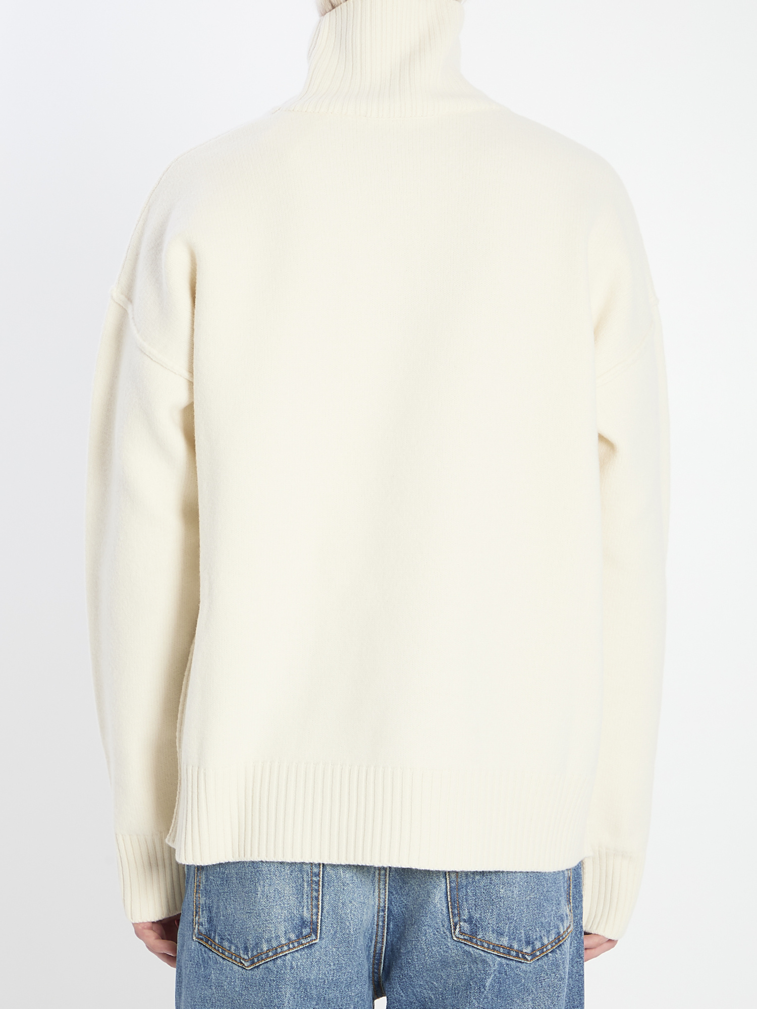 Ami Alexandre Mattiussi Ami Paris Turtleneck Sweater Ami De Coeur White Men In Animal Print