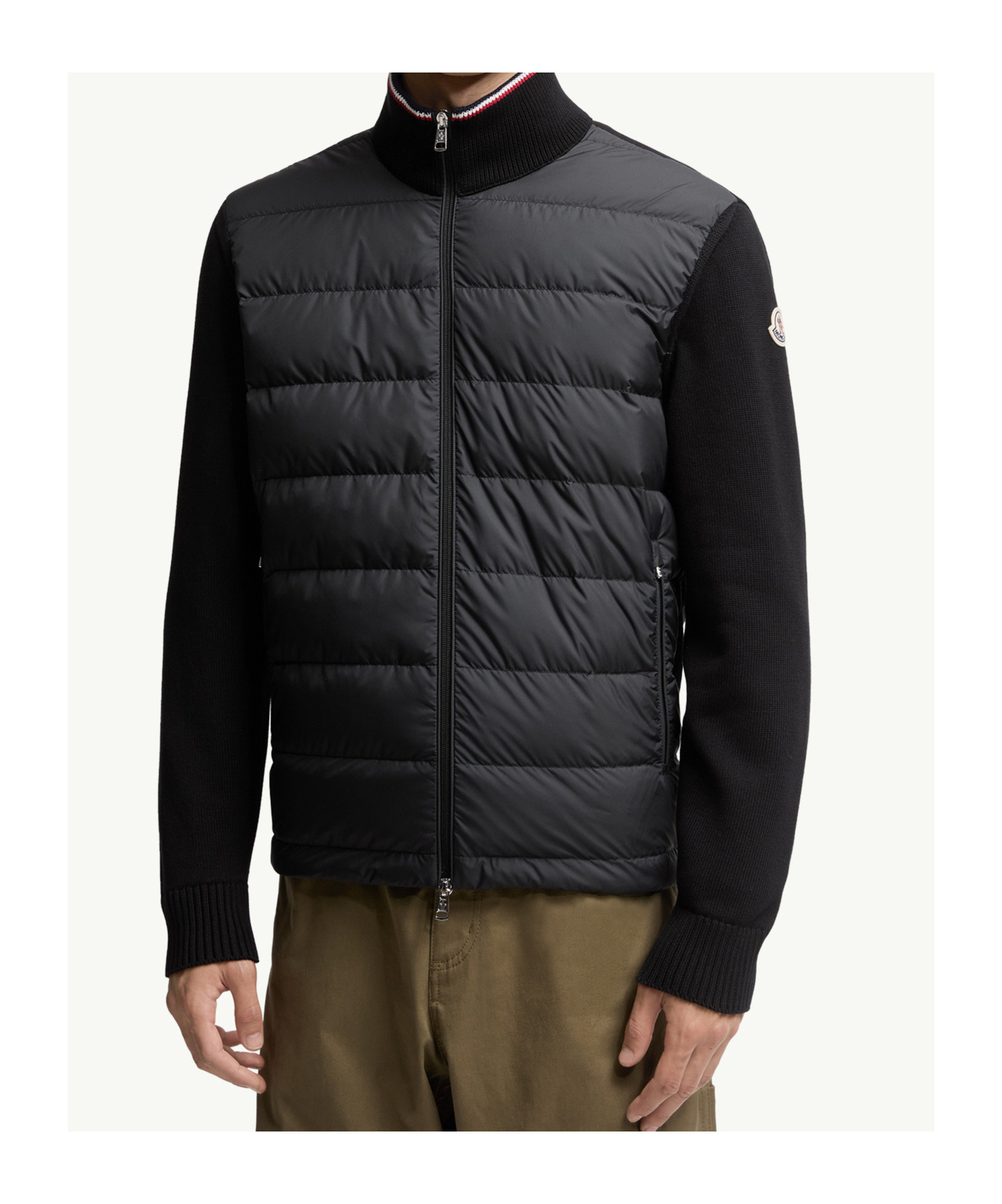 Moncler Padded Cotton Cardigan In Blue