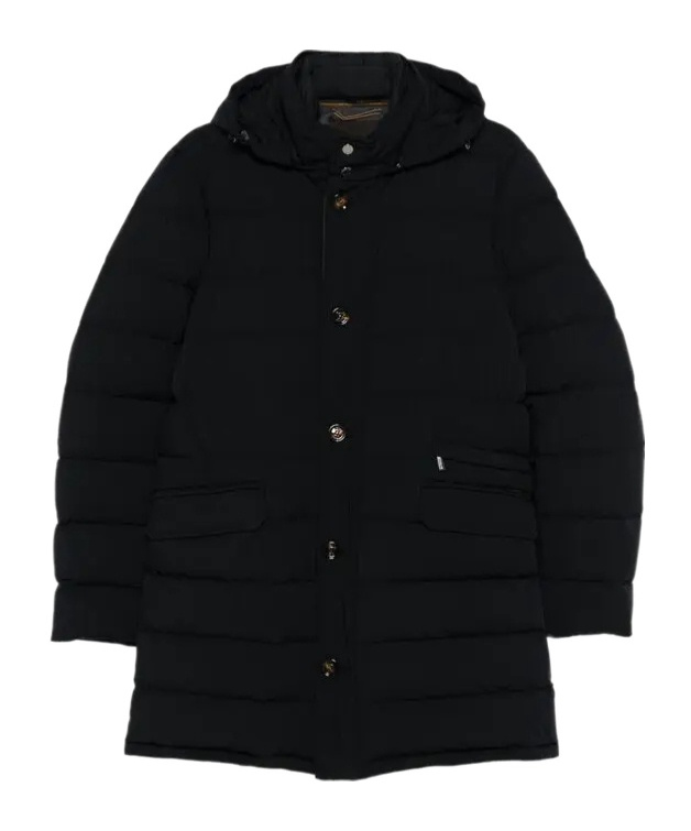 Moorer Tailored Blue Coat With Quilted Design In Black