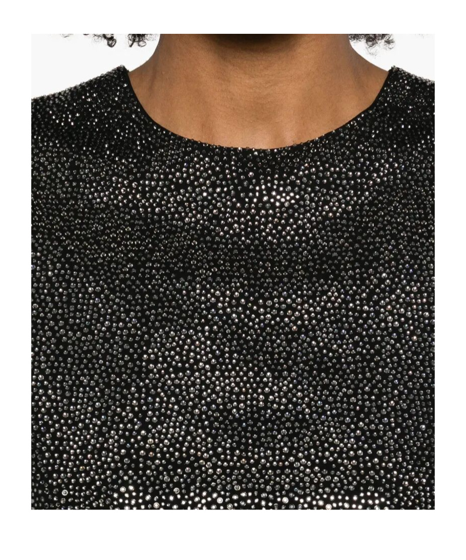 Giuseppe Di Morabito Embellished Metallic Short Sleeves Blouse In Black