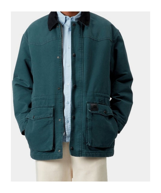 Carhartt Og Santa Fe Coat In Deep Lagoon/black