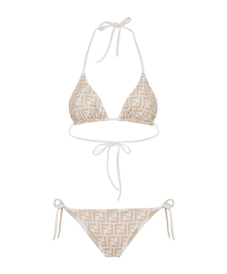Fendi Beige Lycra Reversible Bikini In White