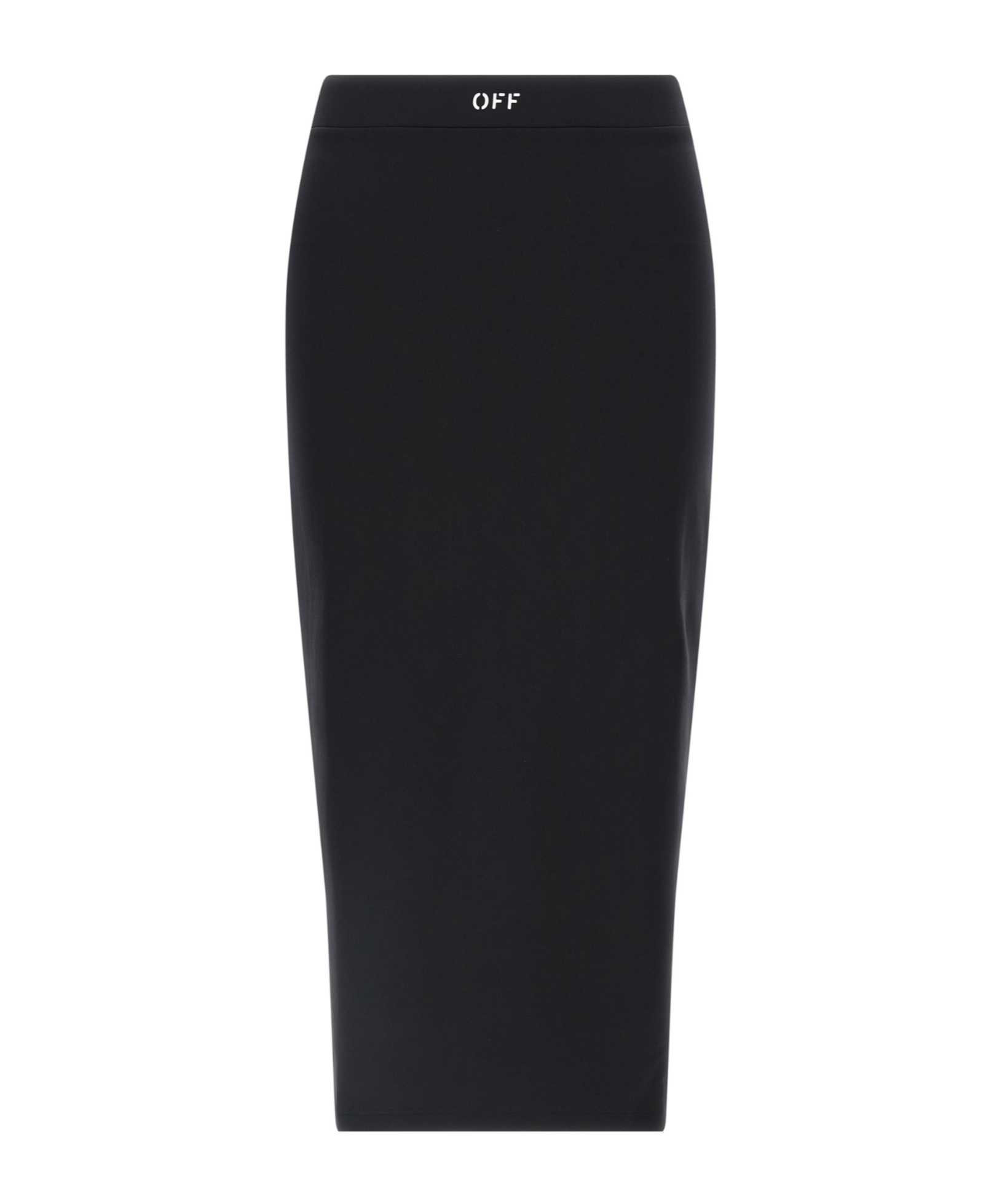 Off-white Fitted Midi Skirt In Stretch Technical Fabric With Front Logo Detail In Black