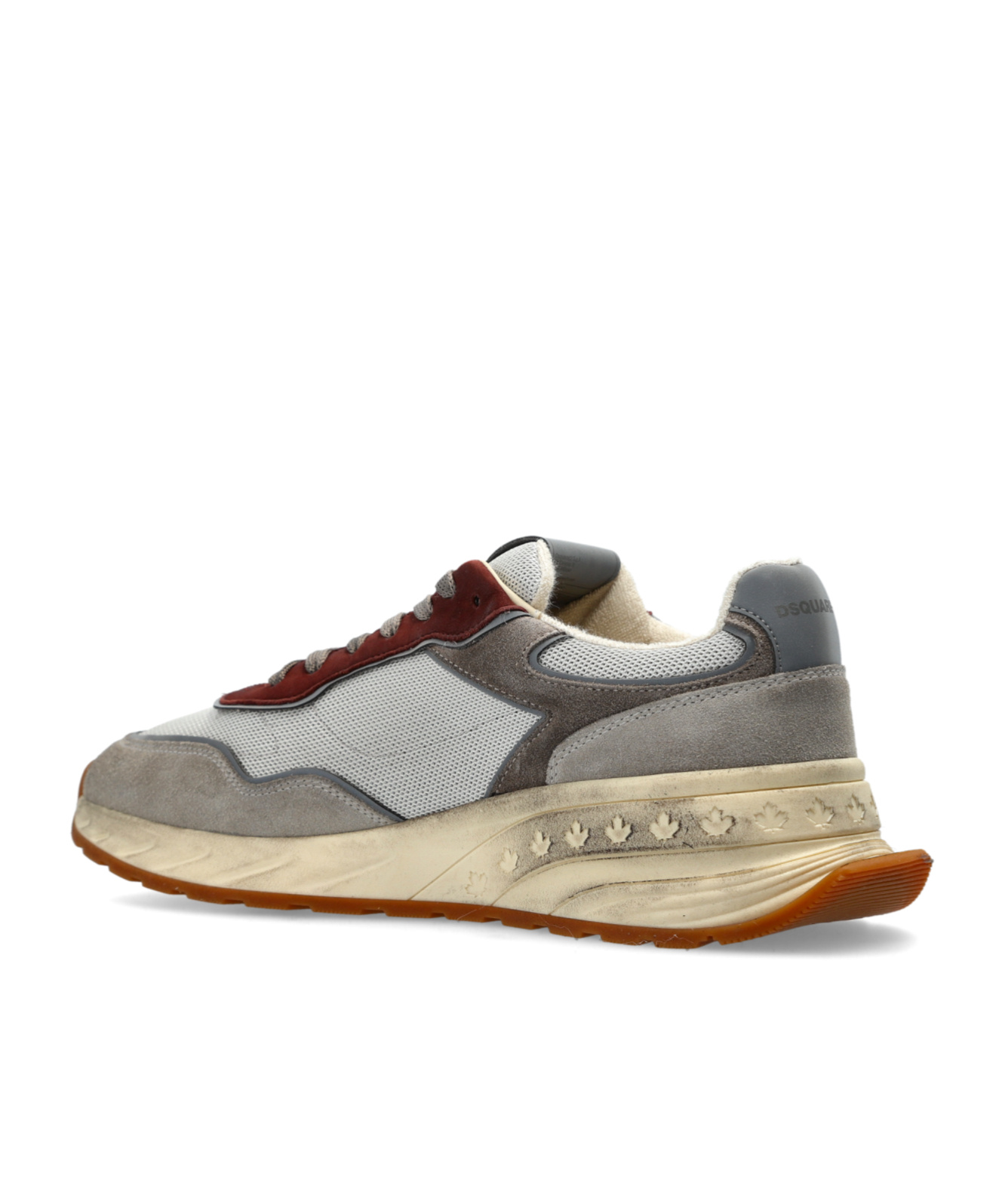 Dsquared2 Leather Sneakers With Chunky Rubber Sole In Gray