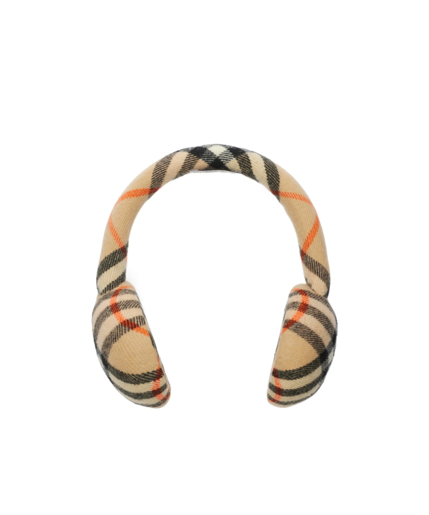 Burberry Men Check Wool Earmuffs In Neutral