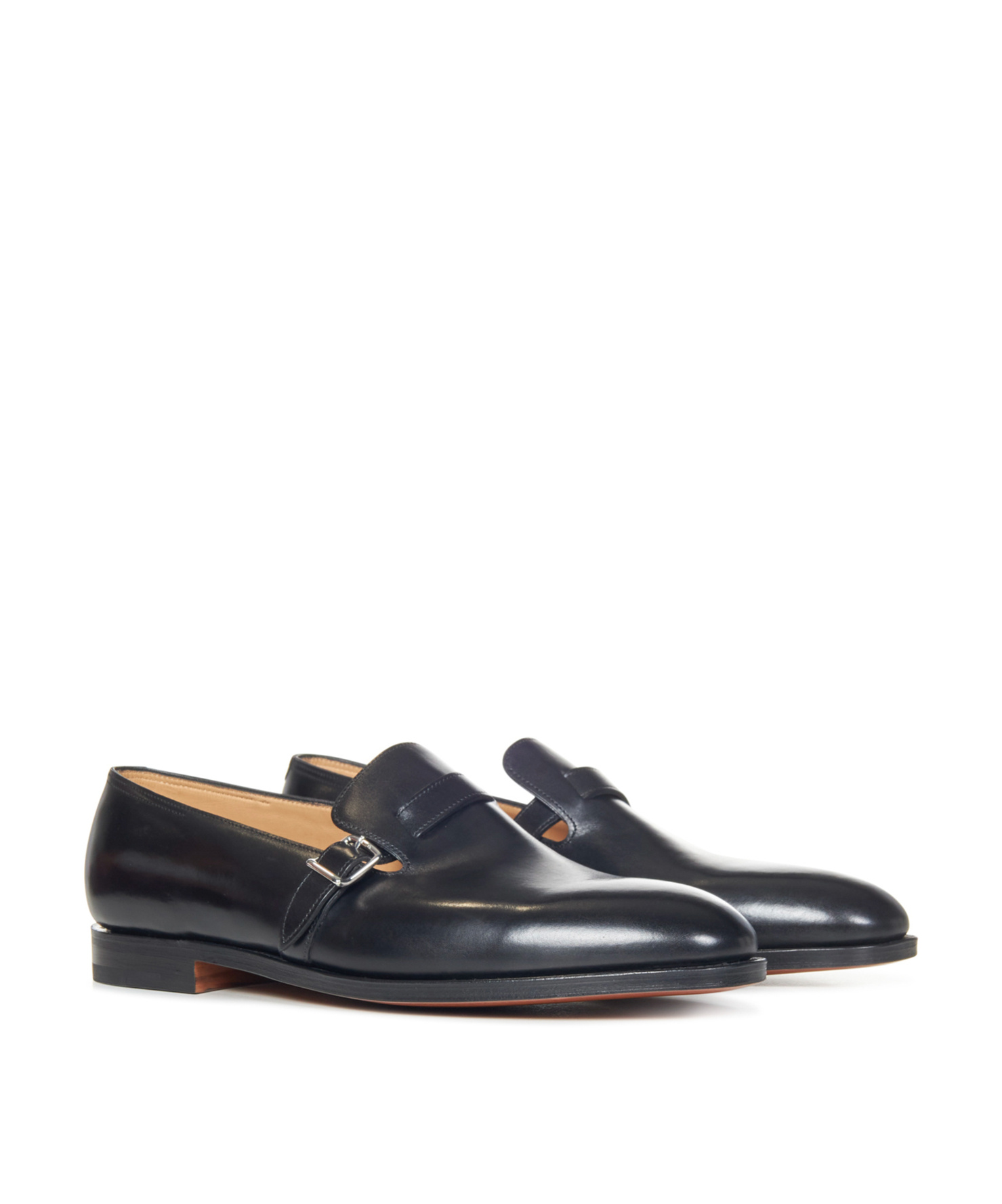 John Lobb Buckle Detailed Slip-on Loafers In Black