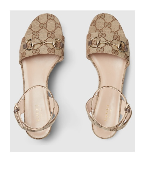 Gucci Damensandale Mit Plateausohle Und Horsebit In Nude