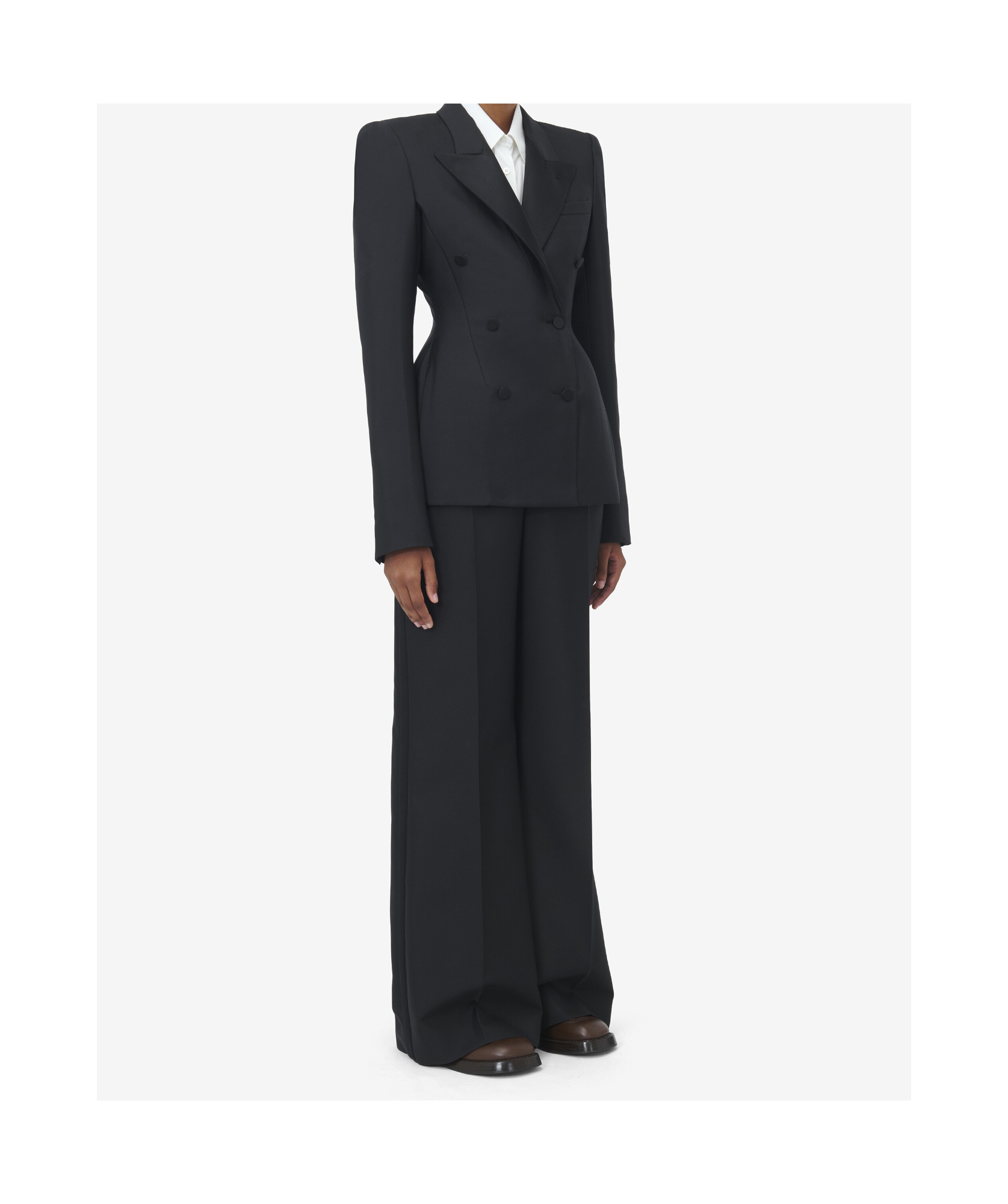 Alexander Mcqueen Double-breasted Jacket With Voluminous Shoulders In Black