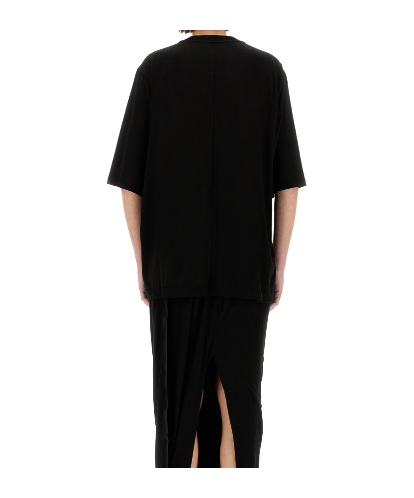 Rick Owens Drkshdw Open-necked Black Shirt In Black