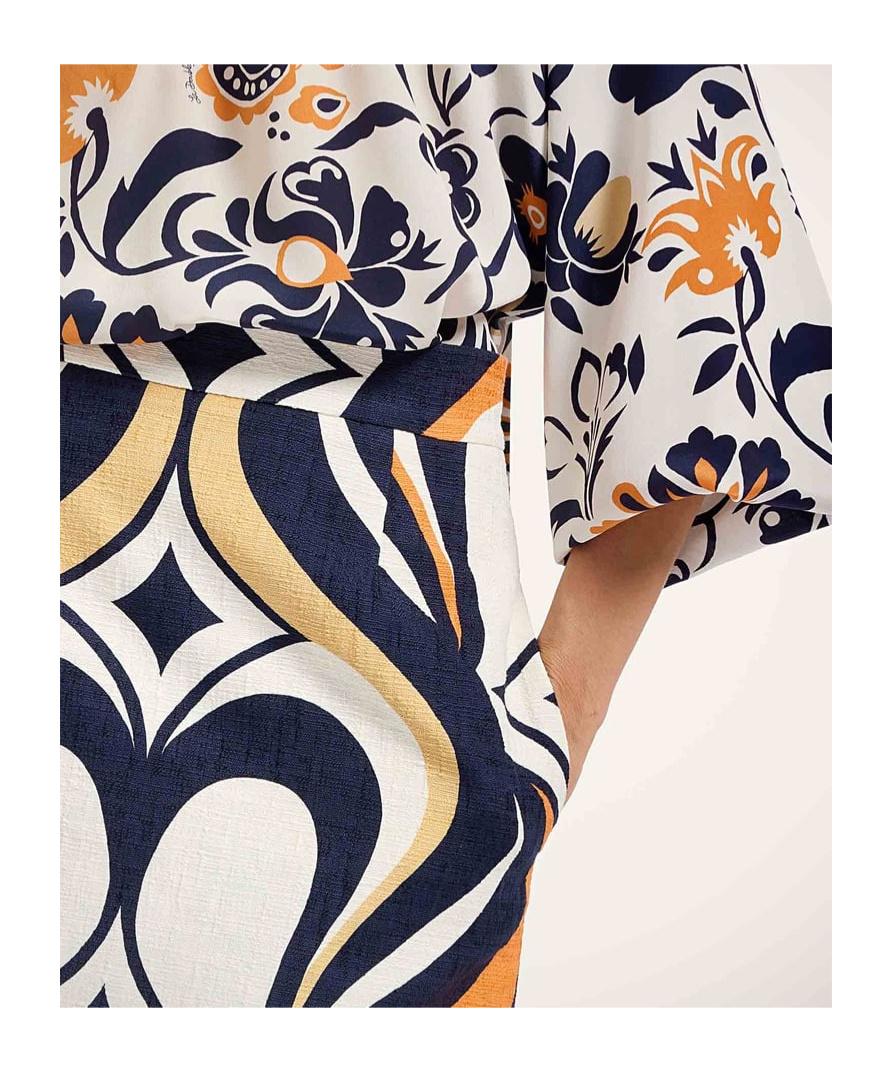 La Doublej Macro-pattern Midi Skirt In Multi