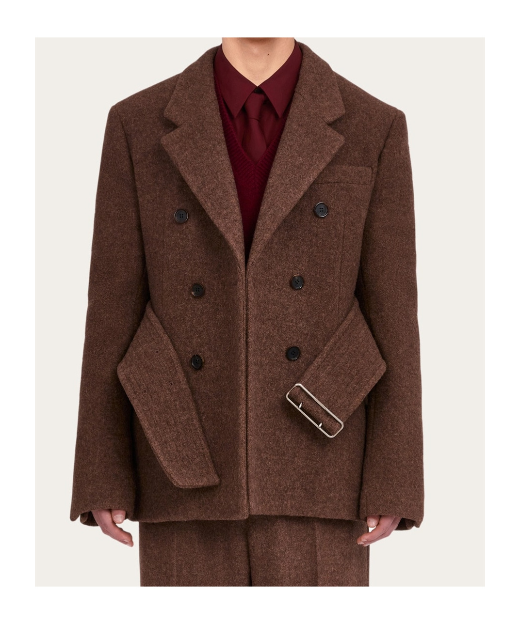 Ferragamo Long-sleeved Coat In Red
