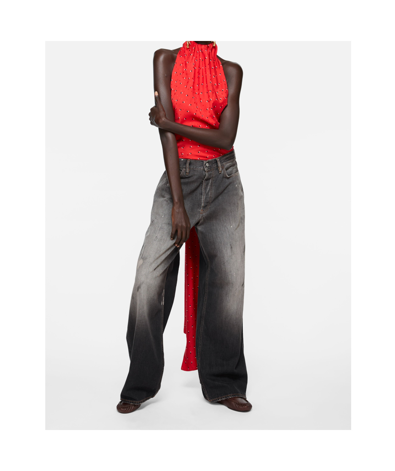 Acne Studios Denim Trousers With Belt Loops In Black