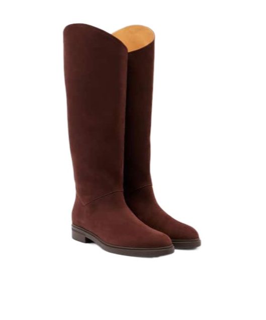 Loro Piana Kilda Suede Knee-high Boots In Burgundy