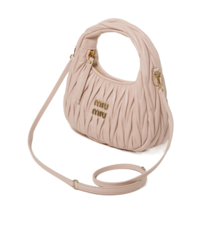 Miu Miu Lamb Leather Quilted Shoulder Bag In Pink