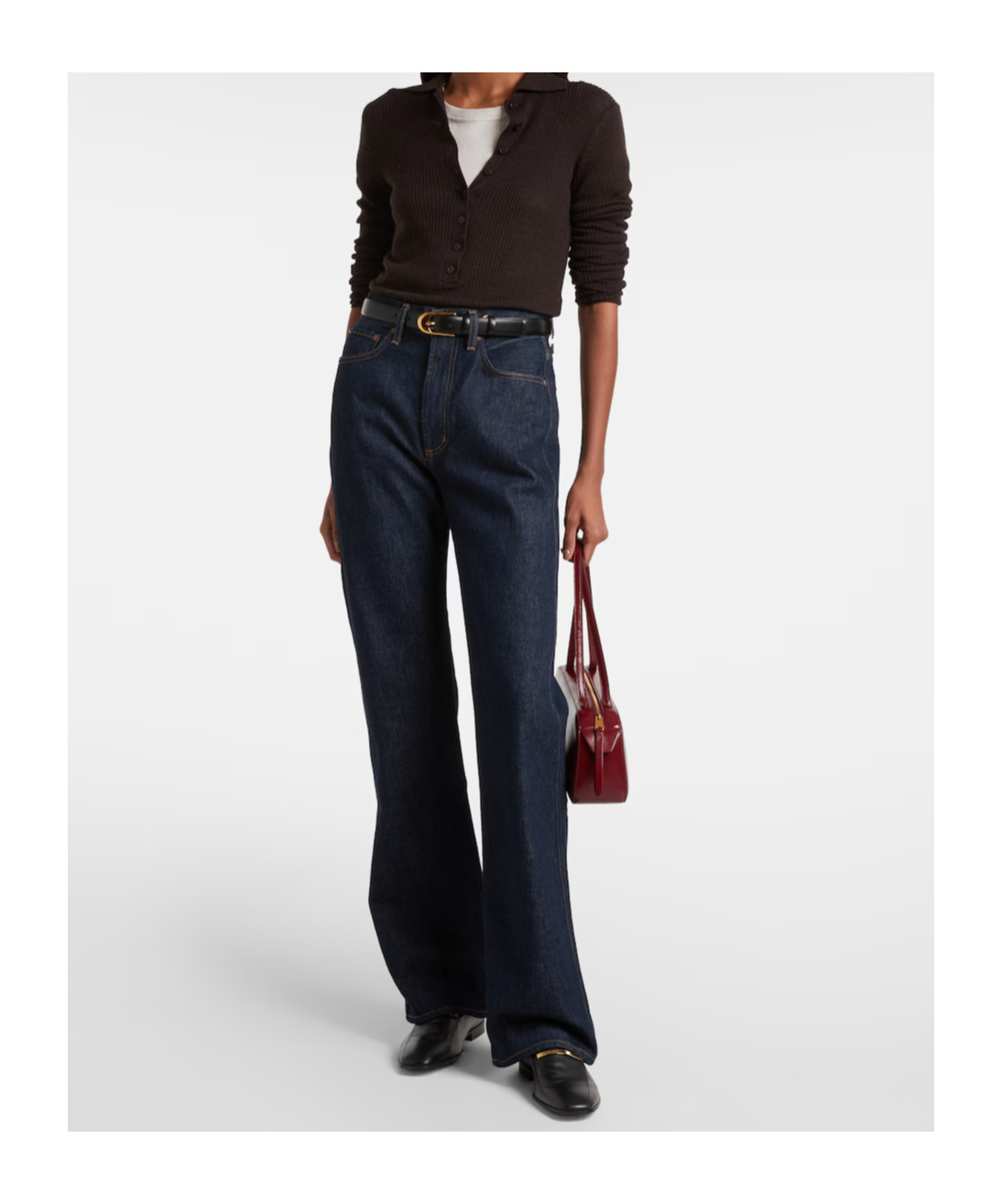 Agolde Leena Mid-rise Flared Denim Trousers In Black