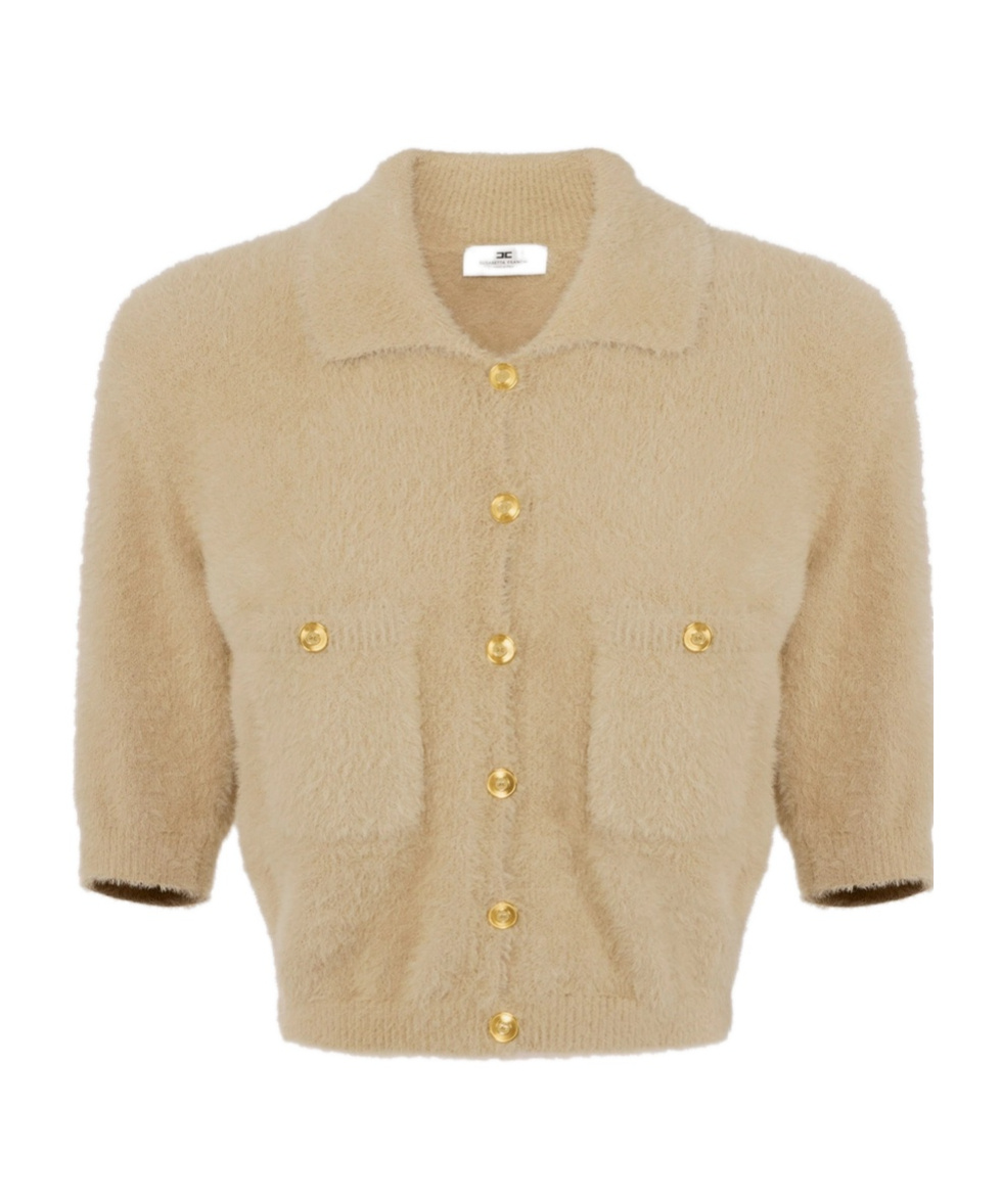 Elisabetta Franchi Cropped Cardigan In Neutral