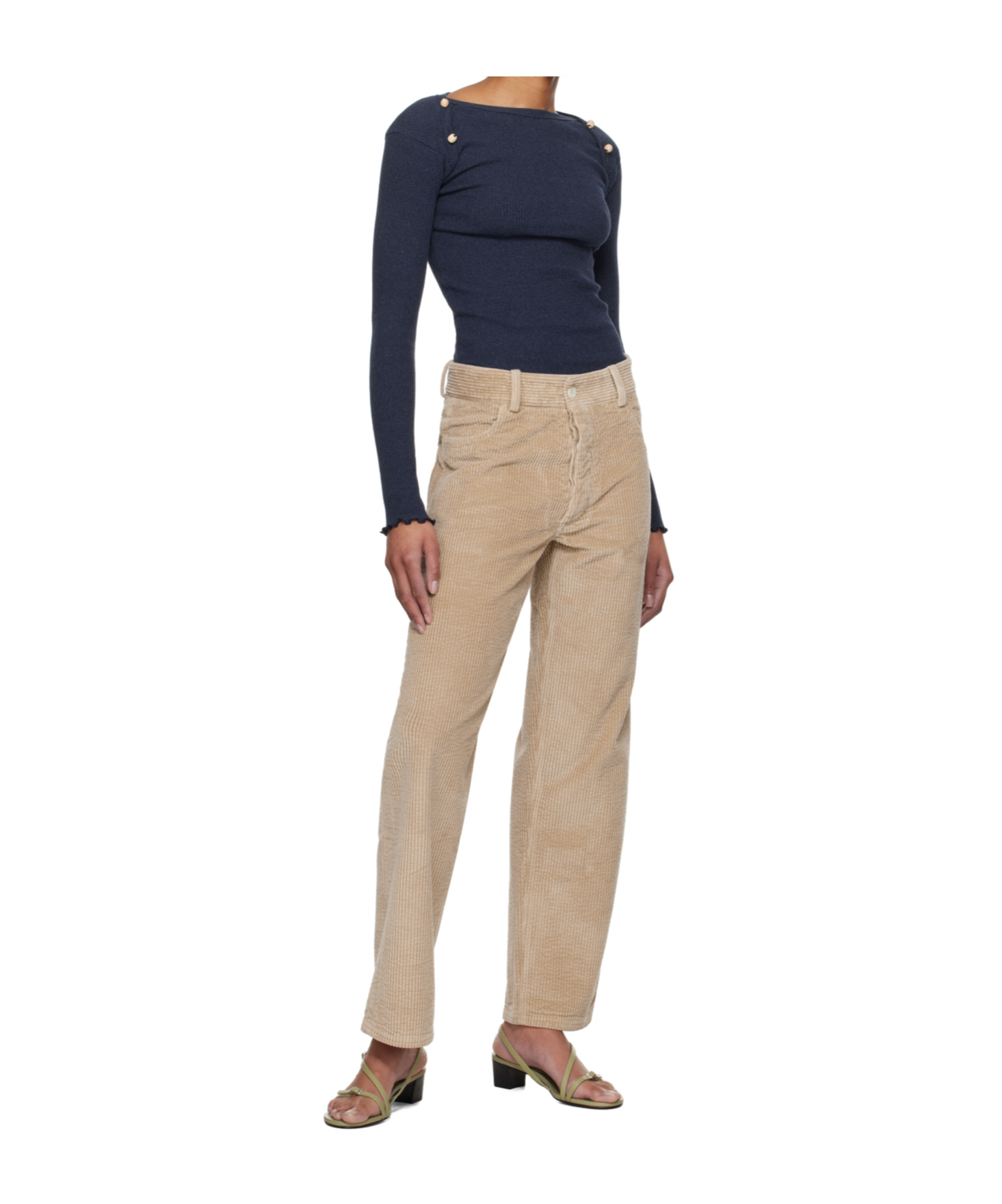 Baserange Casual Pants With Belt Loops In Neutral