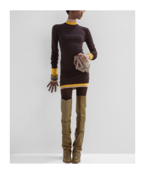 Shop Fendi Dark Purple Wool Dress In Black