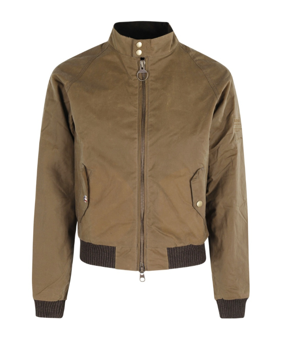 Barbour Sand Waxed Jacket With Double-slider Zipper In Brown