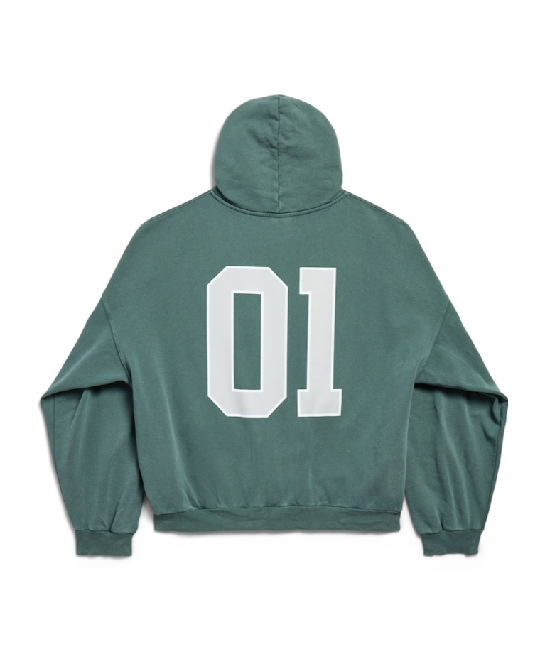 Balenciaga Hoodie Featuring Basketball Theme And Kangaroo Pocket In Green