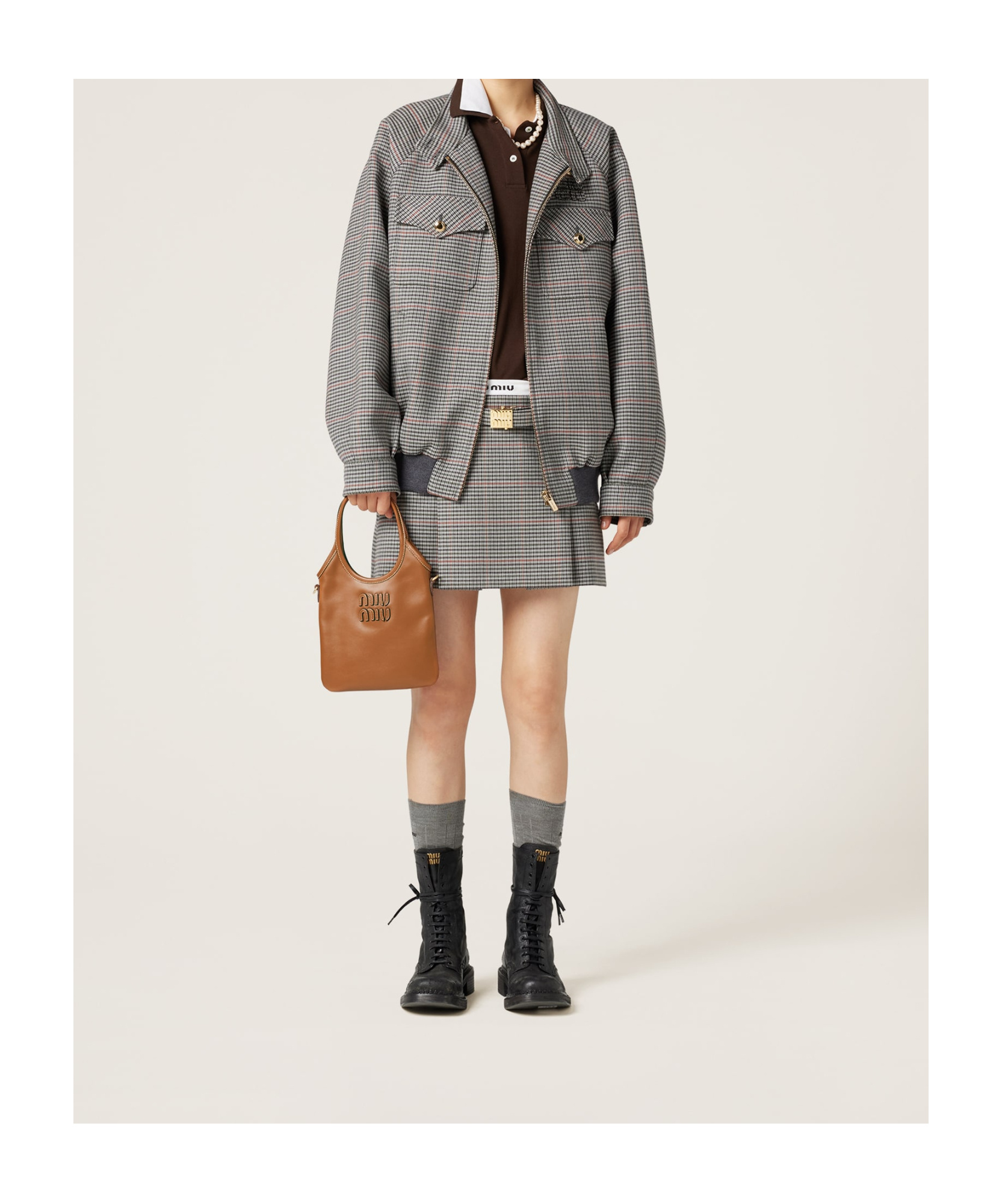 Miu Miu Women Ivy Mini Leather Handbag In Brown