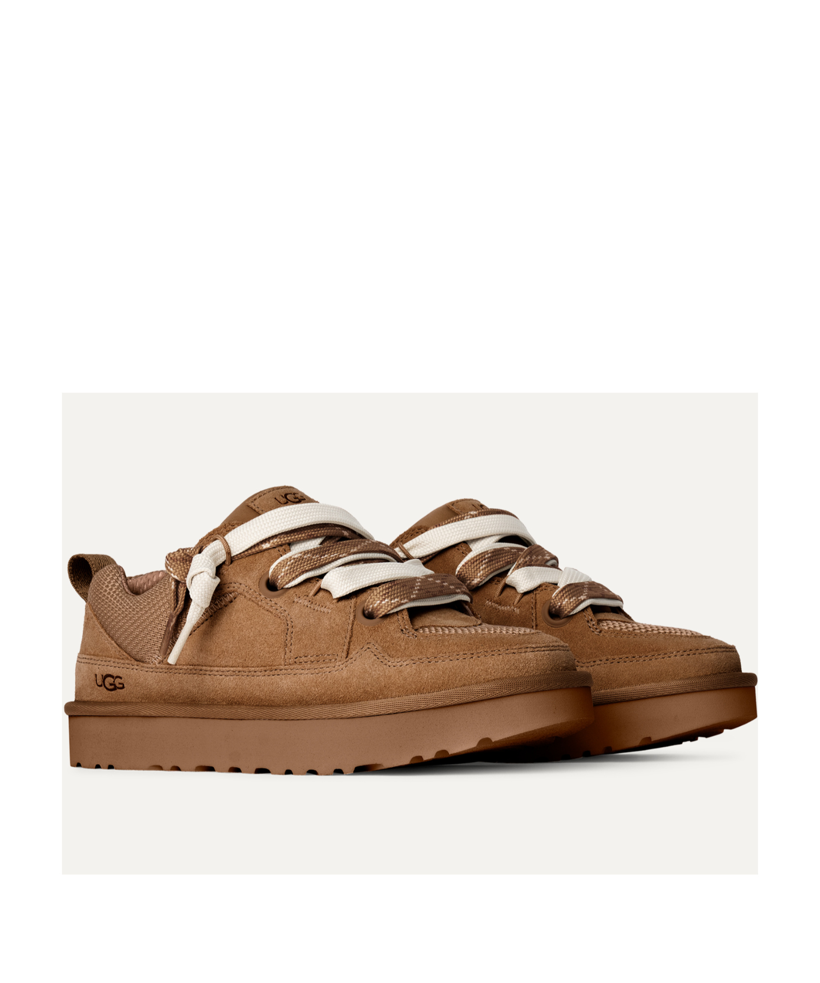 Ugg Suede And Mesh Sneakers With Trekking Laces In Brown
